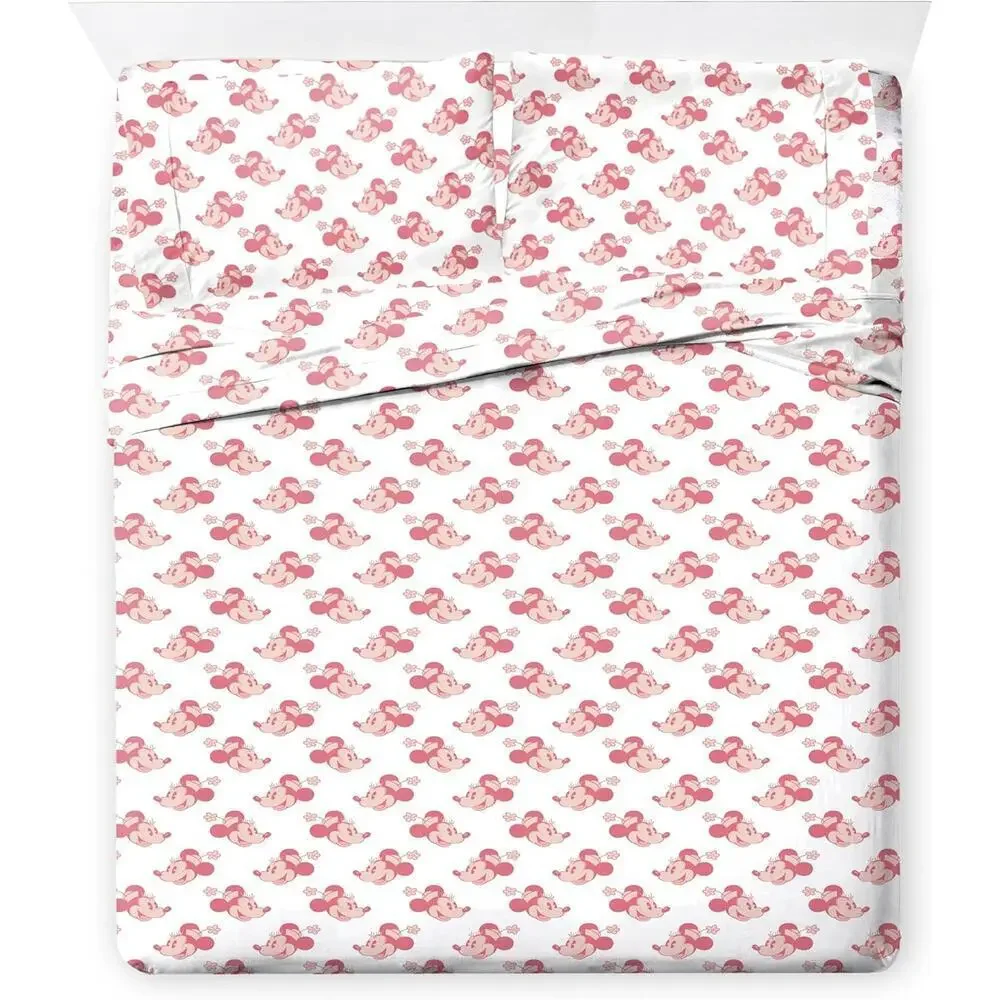 NEW Franco Disney Minnie Mouse 5 Piece Twin Comforter & Sheet Set PINK